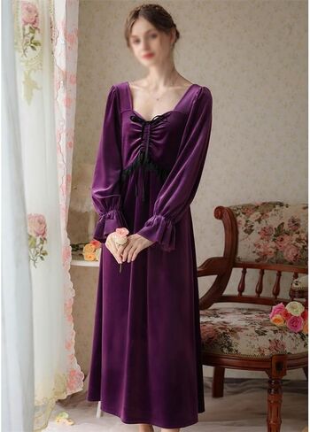 JSEIAJB Long Golden Velvet Pajamas, Fairy Ladies' Pajamas, Thick and Warm Home Clothing Autumn and Winter(Medium) in Saudi Arabia