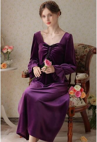 JSEIAJB Long Golden Velvet Pajamas, Fairy Ladies' Pajamas, Thick and Warm Home Clothing Autumn and Winter(Medium) in Saudi Arabia