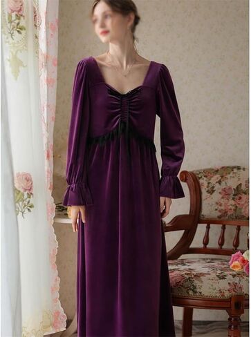 JSEIAJB Long Golden Velvet Pajamas, Fairy Ladies' Pajamas, Thick and Warm Home Clothing Autumn and Winter(Medium) in Saudi Arabia