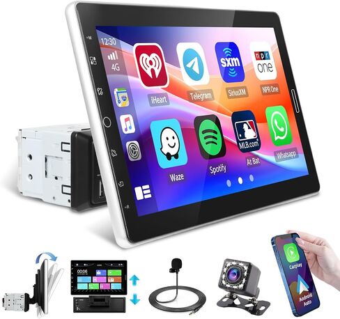 Hikity Single Din Car Stereo 9 Inch Removable Touch Screen with Wireless Carplay Android Auto Radio Bluetooth FM AUX Mirror Link EQ TF Card USB in Saudi Arabia