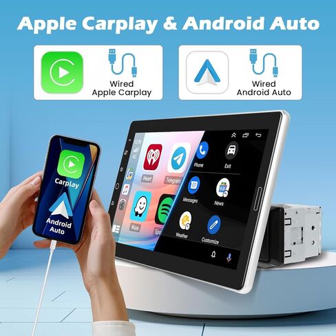Hikity Single Din Car Stereo 9 Inch Removable Touch Screen with Wireless Carplay Android Auto Radio Bluetooth FM AUX Mirror Link EQ TF Card USB in Saudi Arabia