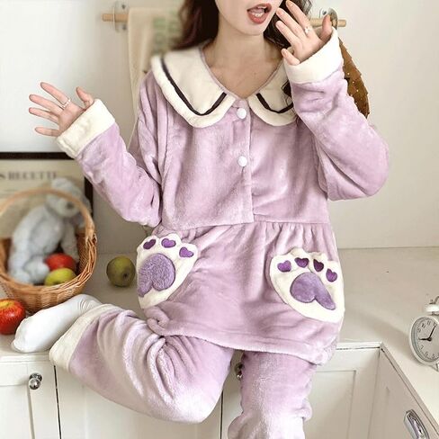 JSEIAJB Coral Velvet Home Clothing, Winter Plush and Thickened Pajamas, Autumn and Winter Styles(XX-Large) in Saudi Arabia