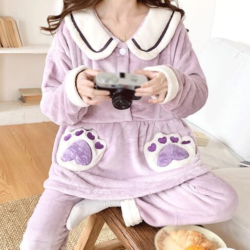 JSEIAJB Coral Velvet Home Clothing, Winter Plush and Thickened Pajamas, Autumn and Winter Styles(XX-Large) in Saudi Arabia