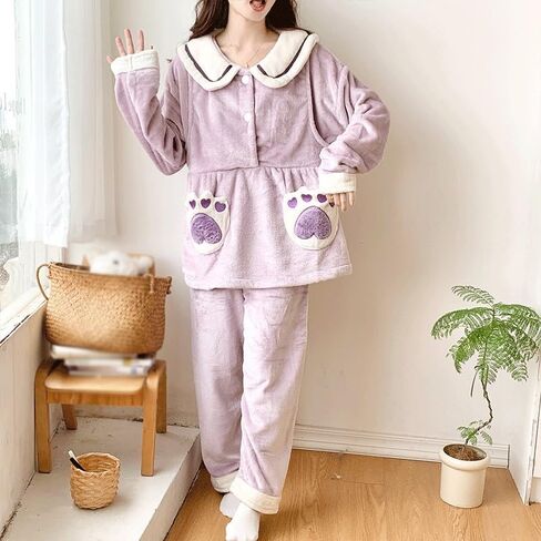 JSEIAJB Coral Velvet Home Clothing, Winter Plush and Thickened Pajamas, Autumn and Winter Styles(XX-Large) in Saudi Arabia