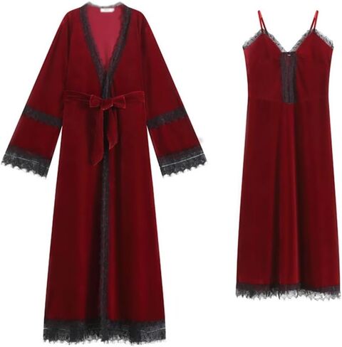 Jseiajb Pajamas الأكمام الطويلة Winter Winter Long Pajama Dress Home Wear Golden Velvet Pajama Set (كبير) in Saudi Arabia