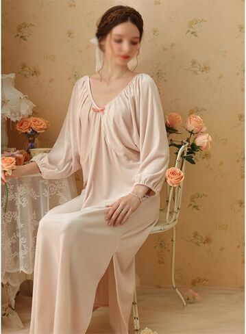 JSEIAJB Sleeping skirts, autumn and winter long golden velvet pajamas, long sleeved plush home clothing in Saudi Arabia