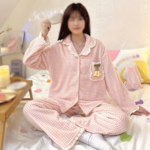 Jseiajb Coral Velvet Pajama للسيدات/الشتاء سميكة ملابس منزلية طويلة الأكمام (متوسطة) in Saudi Arabia