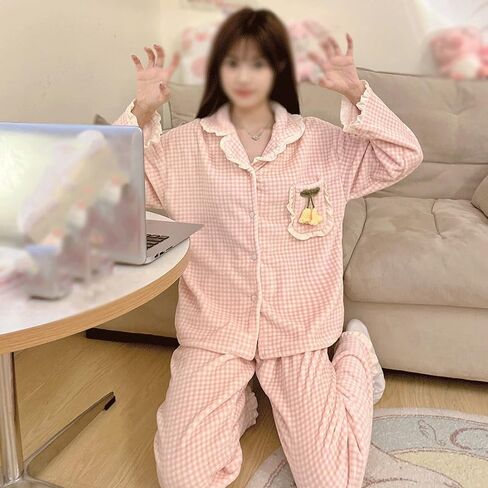 Jseiajb Coral Velvet Pajama للسيدات/الشتاء سميكة ملابس منزلية طويلة الأكمام (متوسطة) in Saudi Arabia