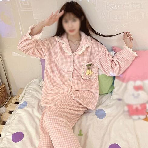 Jseiajb Coral Velvet Pajama للسيدات/الشتاء سميكة ملابس منزلية طويلة الأكمام (متوسطة) in Saudi Arabia