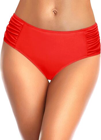 Tempt Me Women Lake Blue بيكيني قيعان منتصف الخصر Ruched ثوب السباحة ملابس السباحة التغطية الكاملة للسباحة L in Saudi Arabia