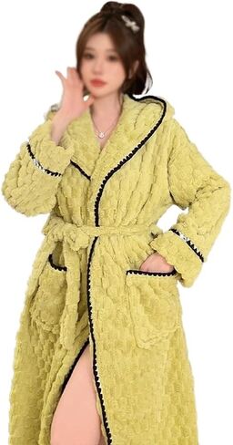 jseiajb Lightgown للسيدات الخريف/الشتاء الطويل الشعاب المرجانية الفخمة سميكة ثوب نومه في فصل الشتاء (E ، متوسطة) in Saudi Arabia
