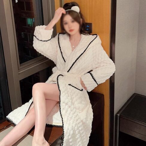 jseiajb Lightgown للسيدات الخريف/الشتاء الطويل الشعاب المرجانية الفخمة سميكة ثوب نومه في فصل الشتاء (E ، متوسطة) in Saudi Arabia