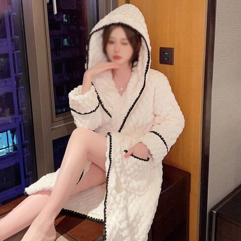 jseiajb Lightgown للسيدات الخريف/الشتاء الطويل الشعاب المرجانية الفخمة سميكة ثوب نومه في فصل الشتاء (E ، متوسطة) in Saudi Arabia