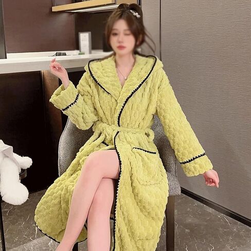 jseiajb Lightgown للسيدات الخريف/الشتاء الطويل الشعاب المرجانية الفخمة سميكة ثوب نومه في فصل الشتاء (E ، متوسطة) in Saudi Arabia