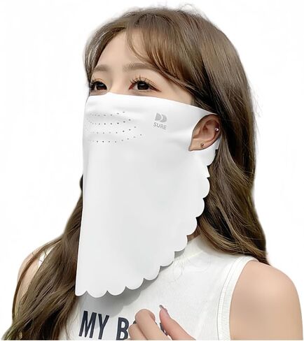 UPF50+ Ice Silk Sun Protection Face Mask for Women – Cooling Breathable UV Neck Gaiter with Ear Loops for Daily Outdoor Wear in Saudi Arabia
