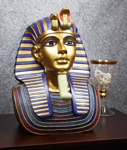 هدية Ebros كبيرة Golden Uraeus cobra و Vulture Nemes Mask of Pharaoh Bust تمثال مصري تاريخي الأسرة التعليمية الملك توتانخامون تمثال تمثال نصفي 11 "ح in Saudi Arabia