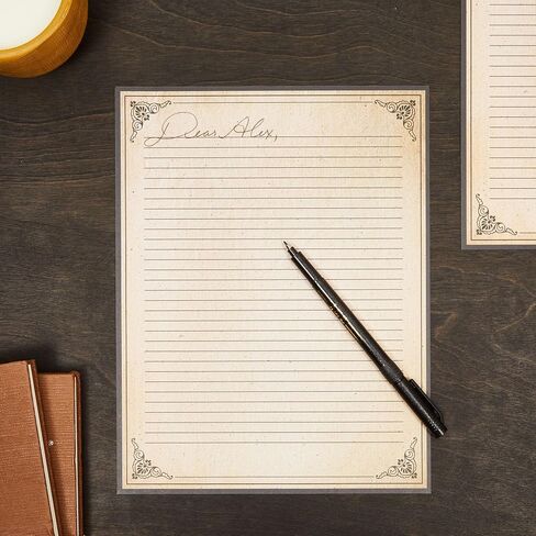 96-Sheets of Letter-Size Vintage-Style Lined Stationery Writing Paper with Antiqued Border and Aged Old Design for Typing, Writing Letters Poems, Notes, and Invitations (8.5x11 in) in Saudi Arabia