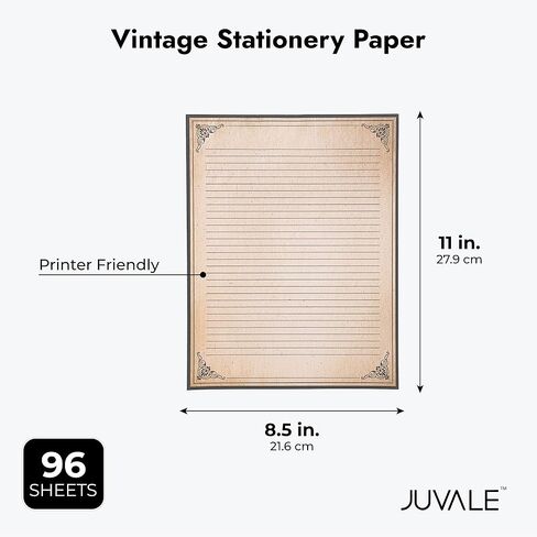 96-Sheets of Letter-Size Vintage-Style Lined Stationery Writing Paper with Antiqued Border and Aged Old Design for Typing, Writing Letters Poems, Notes, and Invitations (8.5x11 in) in Saudi Arabia