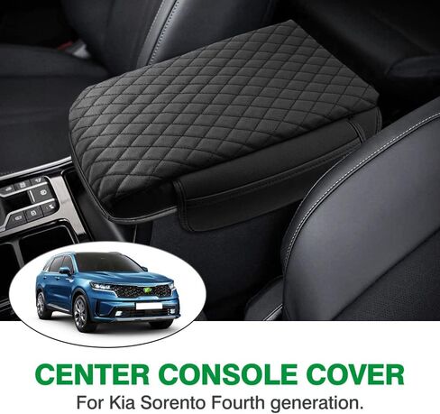 تغطية وحدة التحكم المركزية Kia Sorento الملحقات 2026 2025 2024 2023 2022 2021 لوحة وحدة التحكم في مسند مركز KIA Sorento Pu مسند الذراع جلدة غطاء محامي الغطاء مع جيوب التخزين in Saudi Arabia