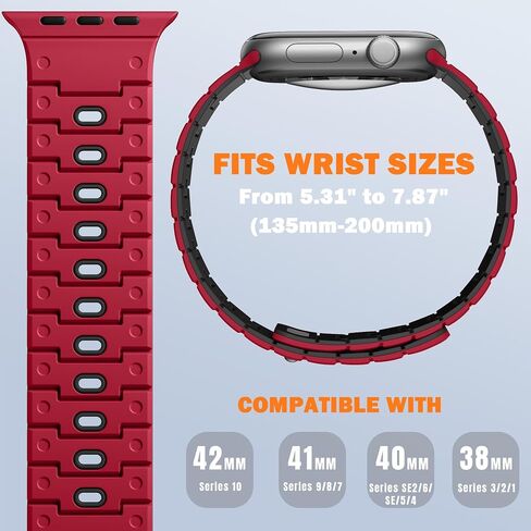 حزام ساعة مغناطيسي متوافق مع Apple Watch Ultra Band - حزام بديل رياضي من السيليكون المتين لـ iWatch Ultra Bands 49 مم سلسلة 10 46 مم 9/8/7 45 مم SE2/6/SE/5/4 44 مم 3/2/1 42 ​​مم، أسود in Saudi Arabia
