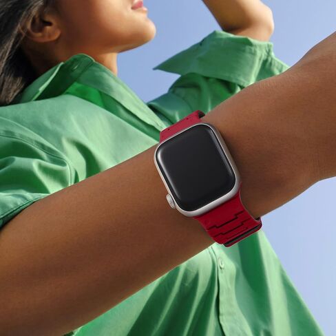حزام ساعة مغناطيسي متوافق مع Apple Watch Ultra Band - حزام بديل رياضي من السيليكون المتين لـ iWatch Ultra Bands 49 مم سلسلة 10 46 مم 9/8/7 45 مم SE2/6/SE/5/4 44 مم 3/2/1 42 ​​مم، أسود in Saudi Arabia