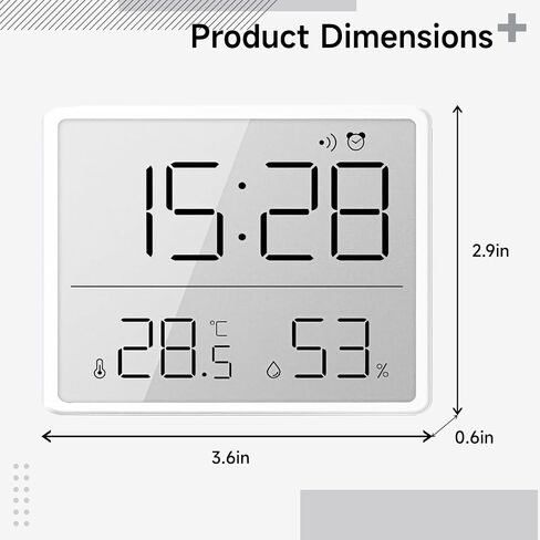 Compact LCD Digital Wall Clock, Temperature & Humidity Gauge, Multi-Functional Alarm, Portable, Battery-Powered in Saudi Arabia