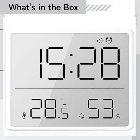 Compact LCD Digital Wall Clock, Temperature & Humidity Gauge, Multi-Functional Alarm, Portable, Battery-Powered in Saudi Arabia