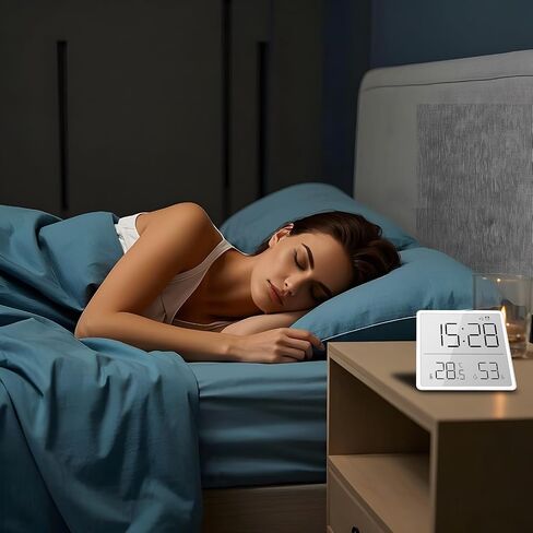 Compact LCD Digital Wall Clock, Temperature & Humidity Gauge, Multi-Functional Alarm, Portable, Battery-Powered in Saudi Arabia