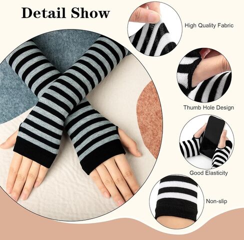 Amandir Long Fingerless Gloves for Women Arm Warmers Knit Thumbhole Stretchy Gloves in Saudi Arabia