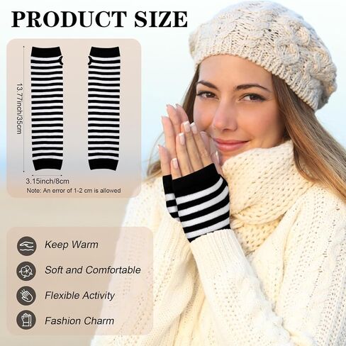 Amandir Long Fingerless Gloves for Women Arm Warmers Knit Thumbhole Stretchy Gloves in Saudi Arabia