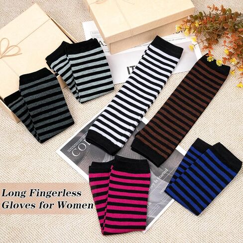 Amandir Long Fingerless Gloves for Women Arm Warmers Knit Thumbhole Stretchy Gloves in Saudi Arabia