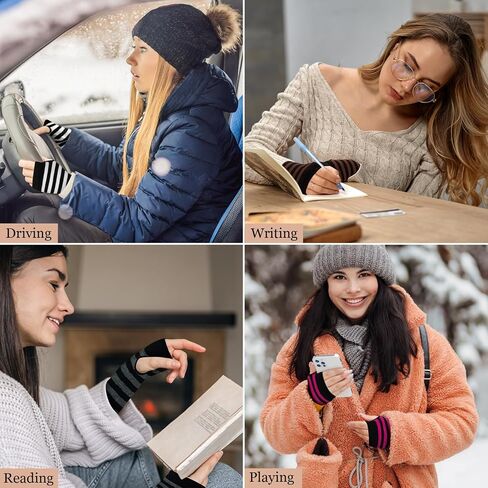 Amandir Long Fingerless Gloves for Women Arm Warmers Knit Thumbhole Stretchy Gloves in Saudi Arabia