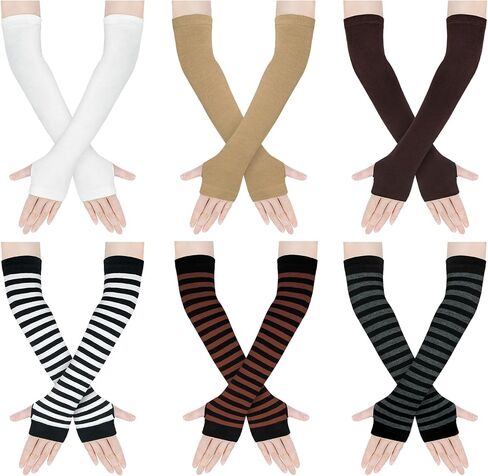 Amandir Long Fingerless Gloves for Women Arm Warmers Knit Thumbhole Stretchy Gloves in Saudi Arabia