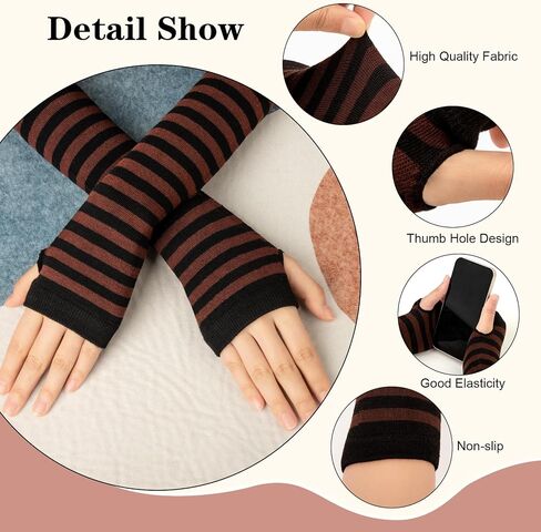 Amandir Long Fingerless Gloves for Women Arm Warmers Knit Thumbhole Stretchy Gloves in Saudi Arabia