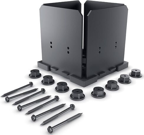 Ozco 56671 Laredo Sunset 6 in. x 6 in. Elevated Post Base with Single Rail Saddle, Black Galvanized Steel (1 kit per pack) in Saudi Arabia