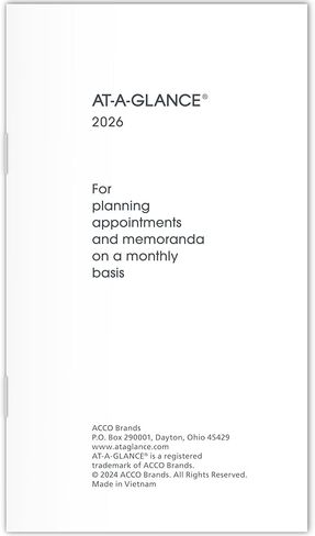 إعادة تعبئة مخطط AT-A-GLANCE 2025، شهريًا، 3-1/2 بوصة × 6 بوصة، إعادة تعبئة لـ 70-064 (709061025) in Kuwait
