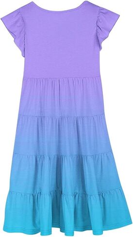 Little Girls Dress Kids Ruffles Cotton Casual Skater Tiered Swing Sun Dress Youth Gradient A Line Short Sleeve Summer Dresses in Saudi Arabia