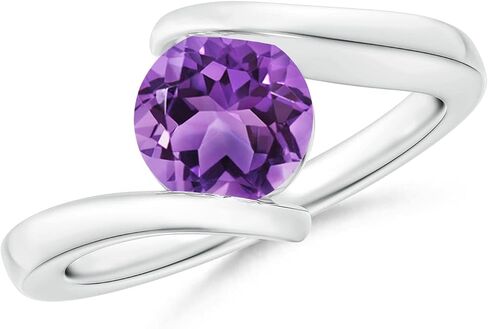 Angara Natural Bar-Solitaire Round Round Round Ring في Silver / 14K Solid Gold / Platinum | February Birthstone ، عيد ميلاد ، المشاركة ، الذكرى السنوية ، هدية مجوهرات الزفاف للنساء in Saudi Arabia