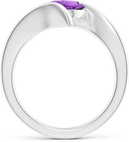 Angara Natural Bar-Solitaire Round Round Round Ring في Silver / 14K Solid Gold / Platinum | February Birthstone ، عيد ميلاد ، المشاركة ، الذكرى السنوية ، هدية مجوهرات الزفاف للنساء in Saudi Arabia