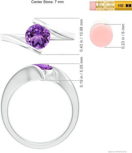 Angara Natural Bar-Solitaire Round Round Round Ring في Silver / 14K Solid Gold / Platinum | February Birthstone ، عيد ميلاد ، المشاركة ، الذكرى السنوية ، هدية مجوهرات الزفاف للنساء in Saudi Arabia