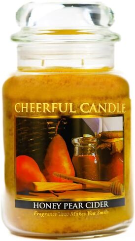 A Cheerful Giver - Honey Pear Cider Scented Glass Jar Candle (24 oz) with Lid & True to Life Fragrance Made in USA in Kuwait
