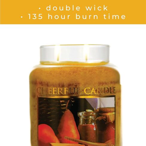 A Cheerful Giver - Honey Pear Cider Scented Glass Jar Candle (24 oz) with Lid & True to Life Fragrance Made in USA in Kuwait