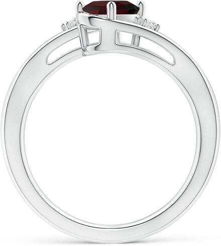 Angara Natural Garnet and Diamond Split Shank Ring in Silver / 14K Solid Gold/Platinum | January Birthstone, Birthday, Engagement, Anniversary, Wedding Jewelry Gift for Women in Saudi Arabia