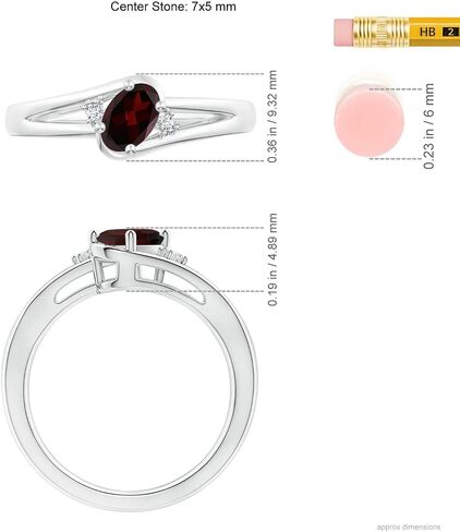 Angara Natural Garnet and Diamond Split Shank Ring in Silver / 14K Solid Gold/Platinum | January Birthstone, Birthday, Engagement, Anniversary, Wedding Jewelry Gift for Women in Saudi Arabia