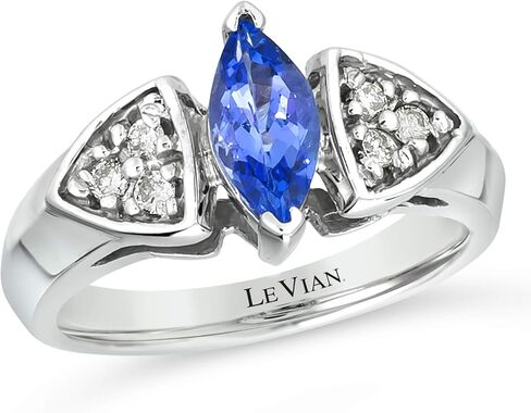 Le Vian 1/8 قيراط من الماس و Marquise Cut Tanzanite Trillion على شكل خطبة للنساء في الذهب الأبيض 14K (M-N Color ، SI2-I1 Clarity ، CTTW) in Saudi Arabia