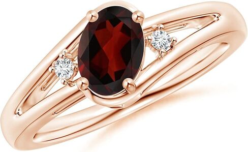 Angara Natural Garnet and Diamond Split Shank Ring in Silver / 14K Solid Gold/Platinum | January Birthstone, Birthday, Engagement, Anniversary, Wedding Jewelry Gift for Women in Saudi Arabia