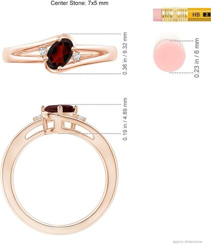 Angara Natural Garnet and Diamond Split Shank Ring in Silver / 14K Solid Gold/Platinum | January Birthstone, Birthday, Engagement, Anniversary, Wedding Jewelry Gift for Women in Saudi Arabia