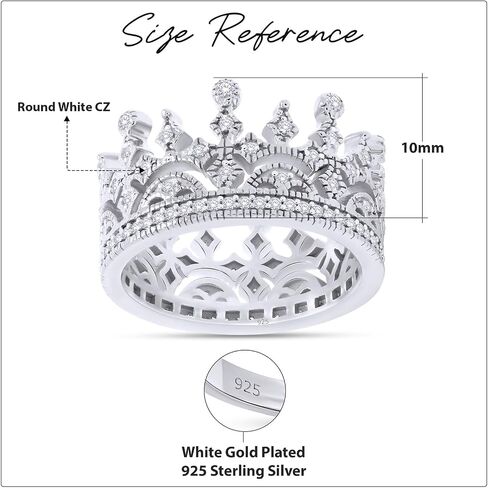 AFFY Royal Style Round Shape White Cubic Zirconia Crown Ring in 14K Gold Over Sterling Silver in Saudi Arabia