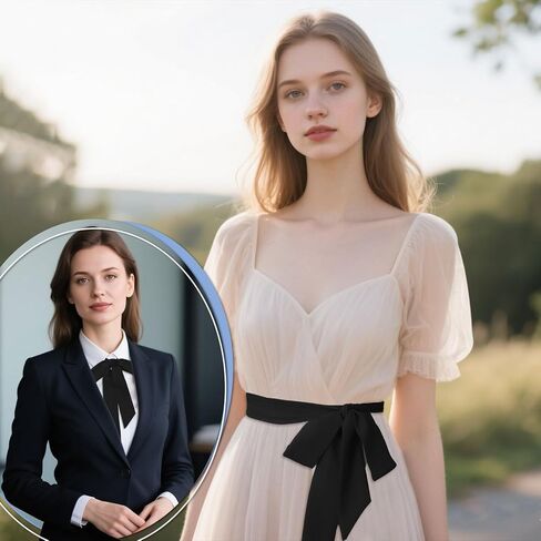 Bow Tie for Women and Girls, Self-tie Ribbon Bowtie Womens Chiffon Necktie for School Uniforms Cosplay Wedding Party in Kuwait