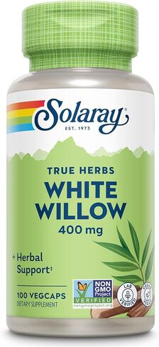 Solaray White Willow 400mg - كبسولات اللحاء البيضاء من الصفصاف - الدعم العشبي المهدئ للعافية والراحة مع الجليكوسيدات التي تحدث بشكل طبيعي - نباتي ، غير محلي ، ضمان 60 يومًا ، 100 سير ، 100 Vegcaps in Saudi Arabia